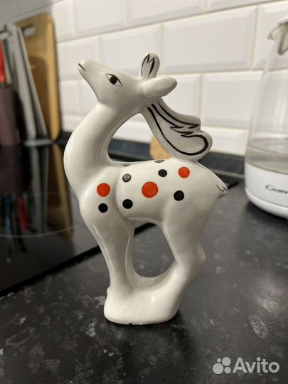 Фарфоровая статуэтка Олень Бемби Гжель СССР