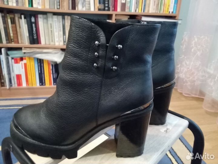 Ботильоны зимние 38р, натуральные мех и кожа