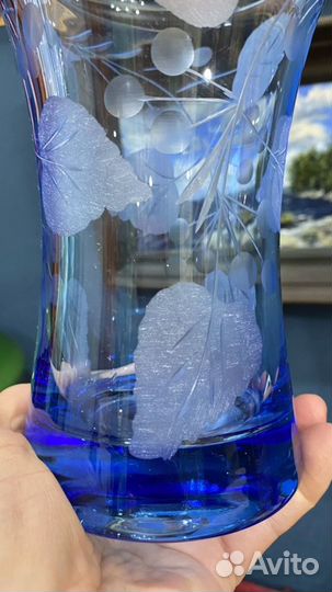 Ваза для цветов голубое стекло СССР