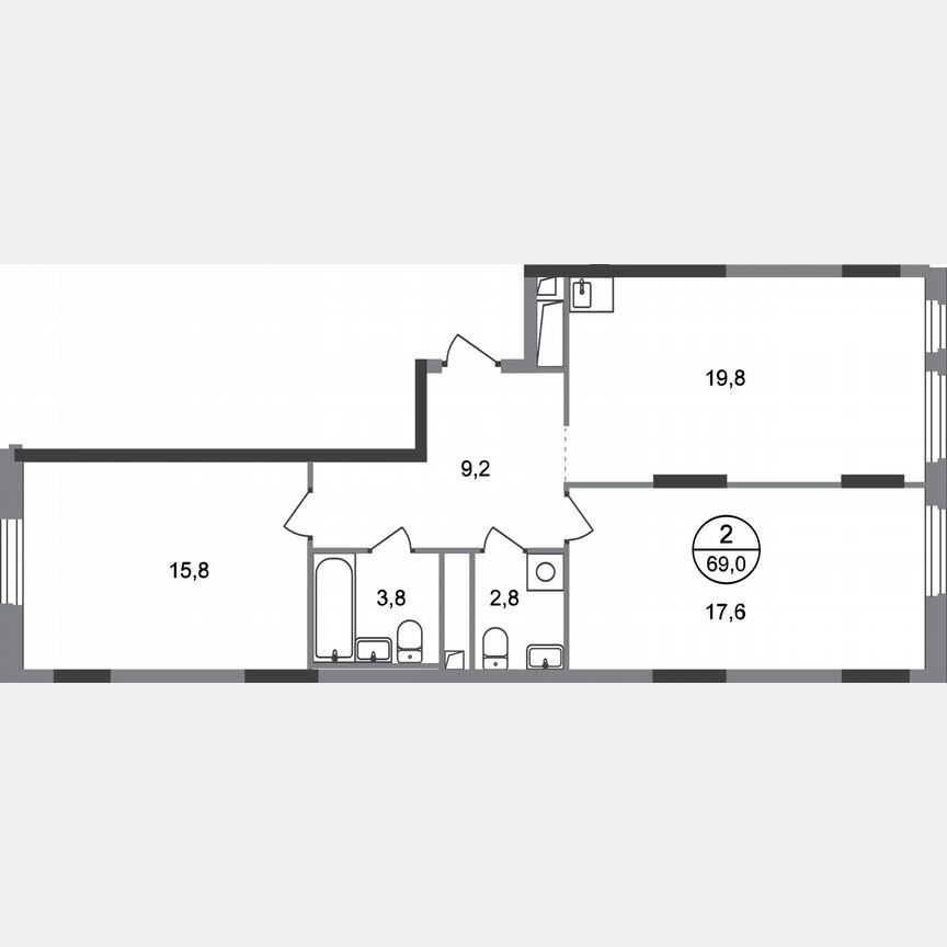 2-к. квартира, 69 м², 10/17 эт.