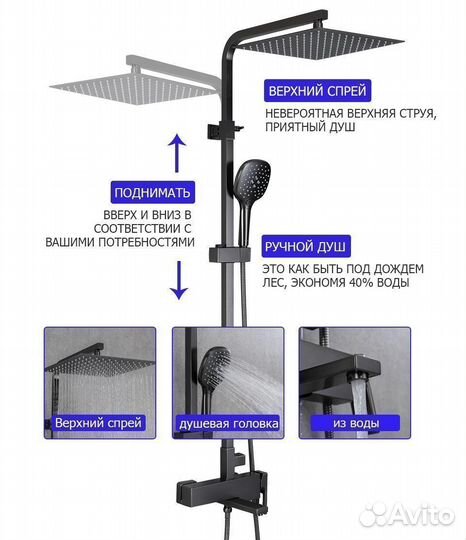 Душевая система со смесителем Gappo G2417-9