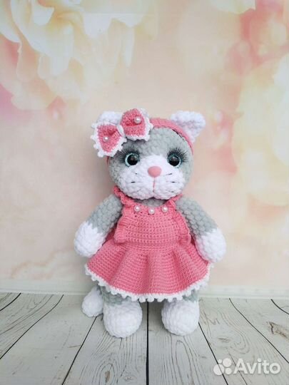 Мягкая игрушка Кошка вязаная крючком