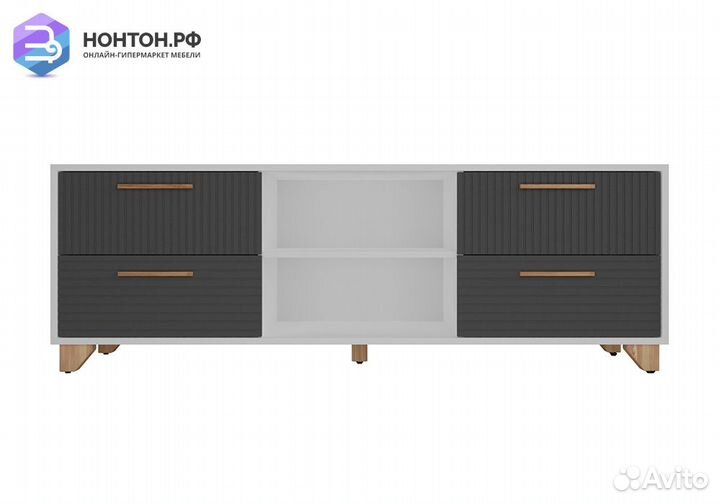 Тв-тумба с нишей Копенгаген белая / серый графит