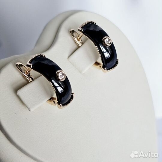 Серьги керамика/позолота