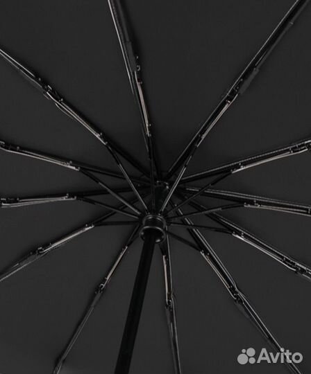 Зонт мужской. 12 спиц, полуавтомат. Черный