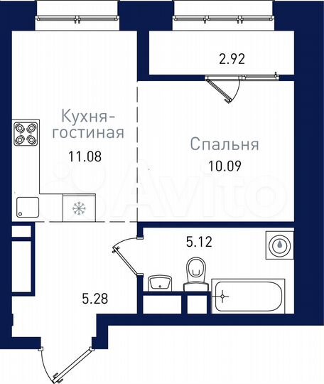 1-к. квартира, 34,5 м², 3/19 эт.