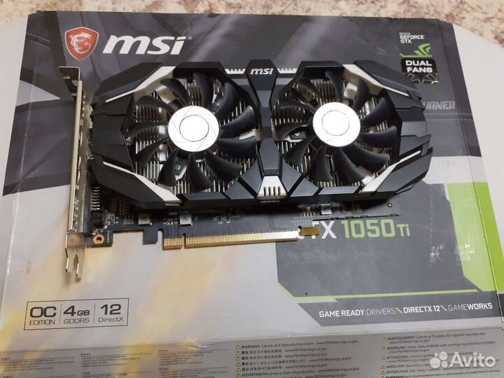 Видеокарта msi gtx 1050 ti 4gb