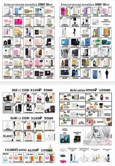 Духи essens женские и мужские