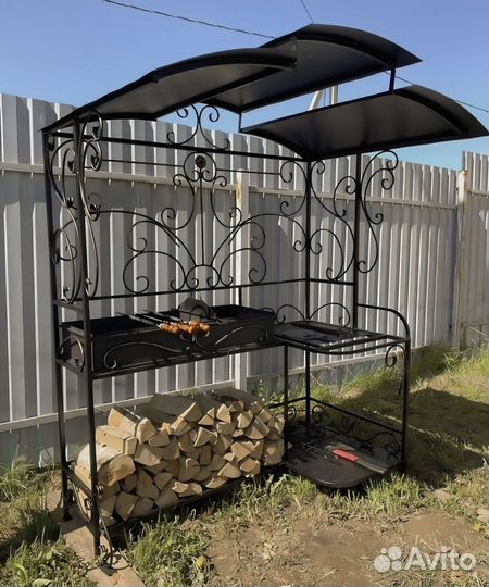 Мангал с печью под казан