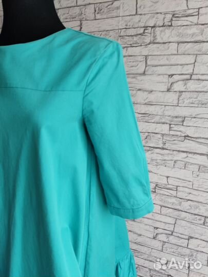 Женское платье свободного кроя 40 42 44 бирюза