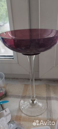 Ваза для фруктов цветное стекло СССР