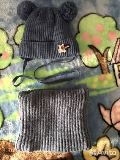 Комплект шапка и шарф для мальчика зима