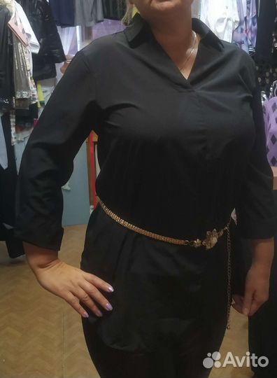 Блуза, рубашка черная двойка 50, 52, 54