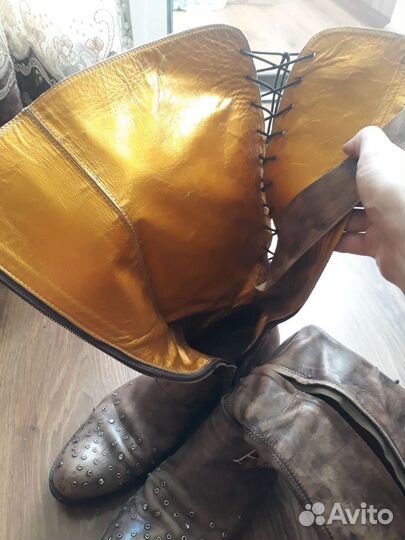 Кожаные сапоги, 40р