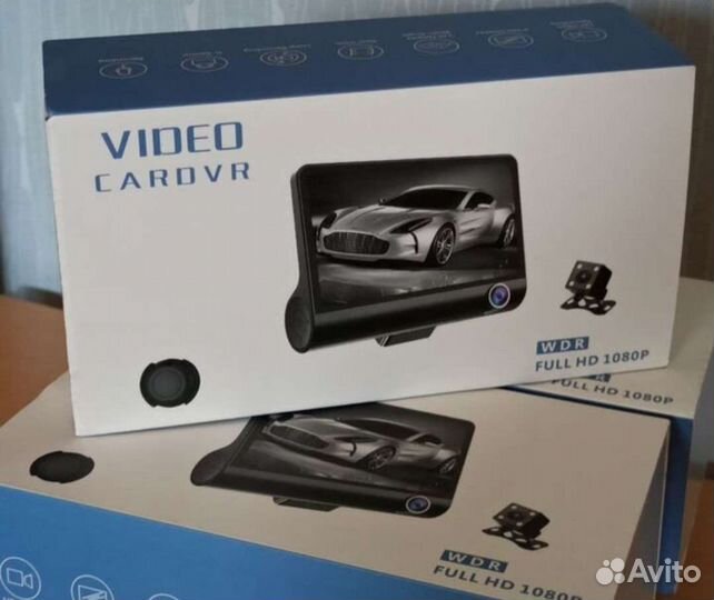 Видеорегистратор 1080p 3 в 1 с 3 камерами +карты64