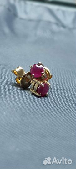 Золотые пусеты 585 пробы с рубинами