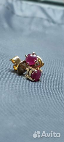 Золотые пусеты 585 пробы с рубинами
