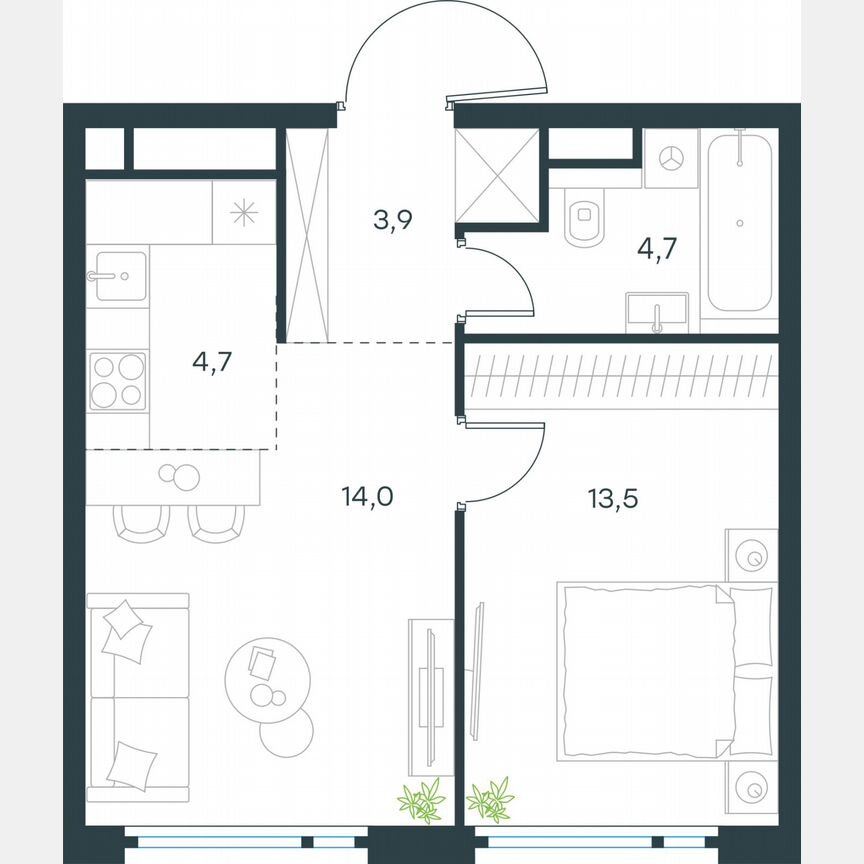 2-к. квартира, 40,8 м², 34/37 эт.