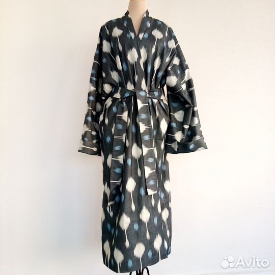 Узбекский чапан. Кимоно из иката. Бохо-пальто