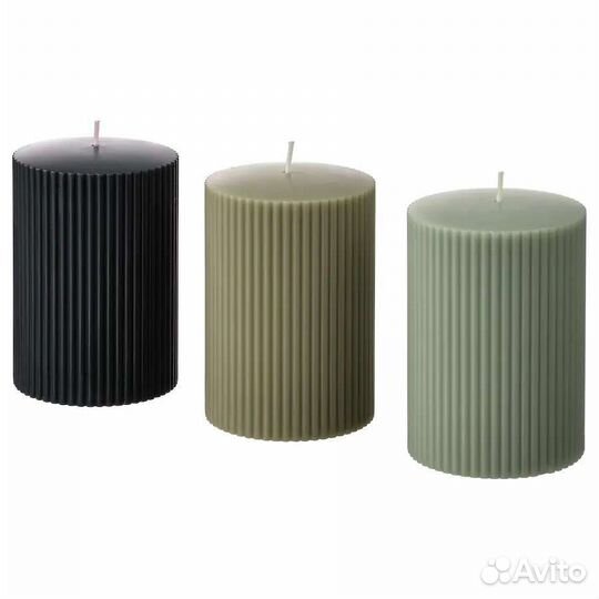 Свечи IKEA Glasbjork 3шт кедр и ваниль