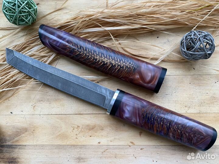 Японский нож Танто клинок дамасская сталь