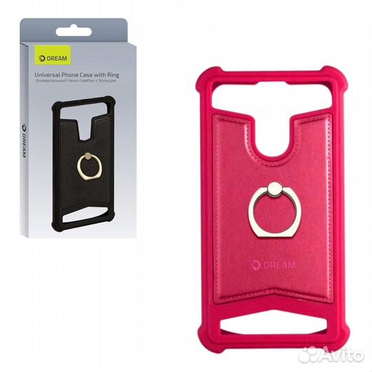 Чехол универсальный 5.5-6.0 с кольцом розовый