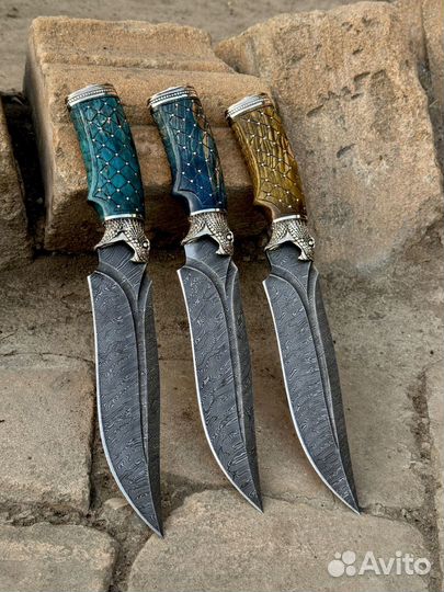 Нож змея из дамасской стали