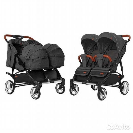 Коляска для двойни carrello connect, с люльками