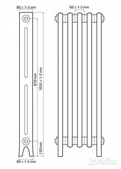 Радиатор чугунный derby 870 8 секций D 870-8s