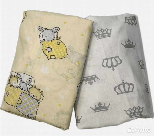 Простынь детская на резинке, набор пинетки