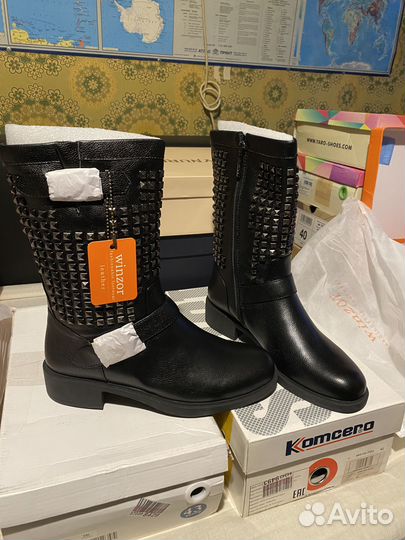 Сапоги Winzor натуральная кожа заклепки 41 р-р