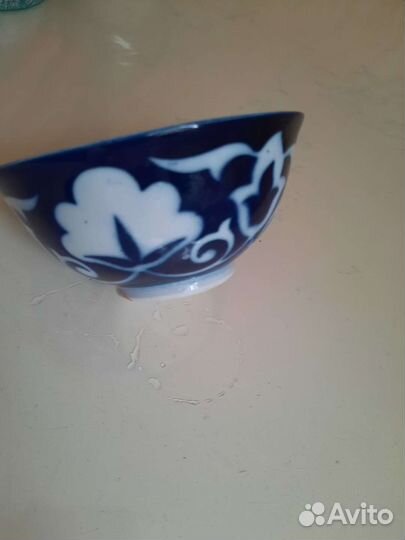 Большой винтажный чайник кобальт, пиала узбекская