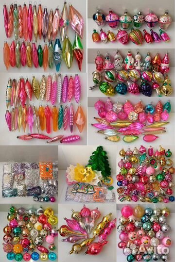 Ёлочные игрушкиссср шары сосульки конфетти гирлян