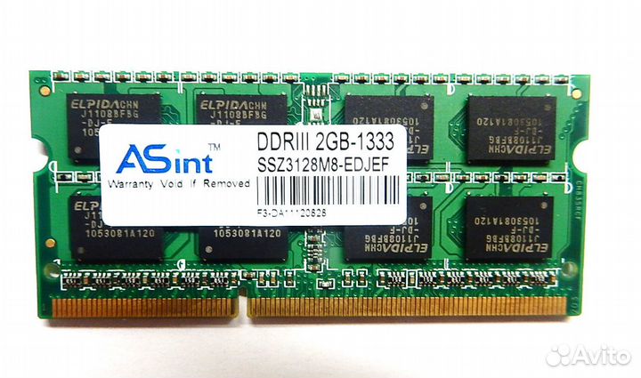 Оперативная память sodimm DDR3 2Gb, 1333MHz Asint