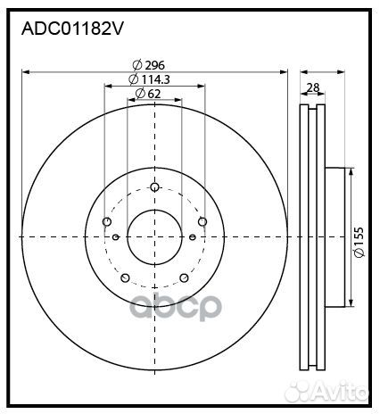 Диск тормозной перед ADC01182V allied nippon