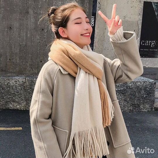 Шарф палантин осенне зимний платок теплый