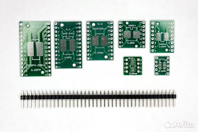 Плата адаптер ssop, SOP, SOT на DIP двусторон 7шт