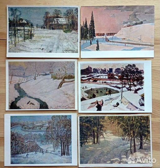 Зимний пейзаж, 16 открыток 50-80е