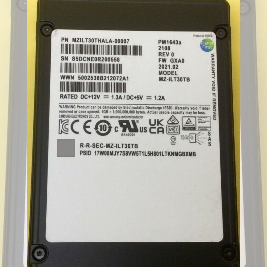[PM1643A] Жесткий Диск Samsung / Pm 1643 A 30.72 Тб Pm1643a