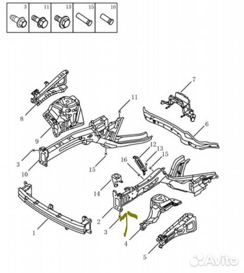 Б/У лонжерон - В хорошем состоянииn- Оригинал