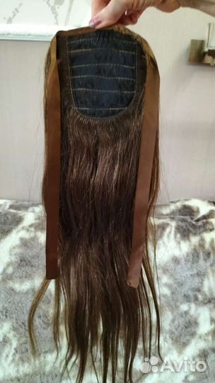 Шиньон из натуральных волос/хвост шиньон на ленте