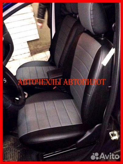 Чехлы Автопилот LADA Granta из экокожи чёрно-серые