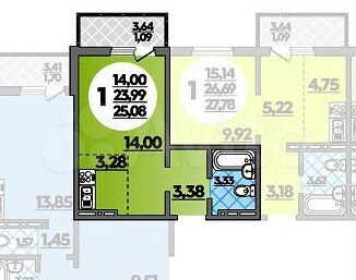 Квартира-студия, 25,1 м², 7/18 эт.