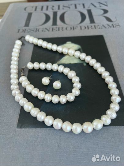Комплект из морского жемчуга ожерелье браслет