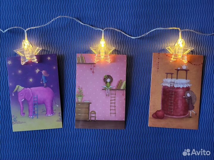 Гирлянда в виде звездочек-прищепок длина 2 м