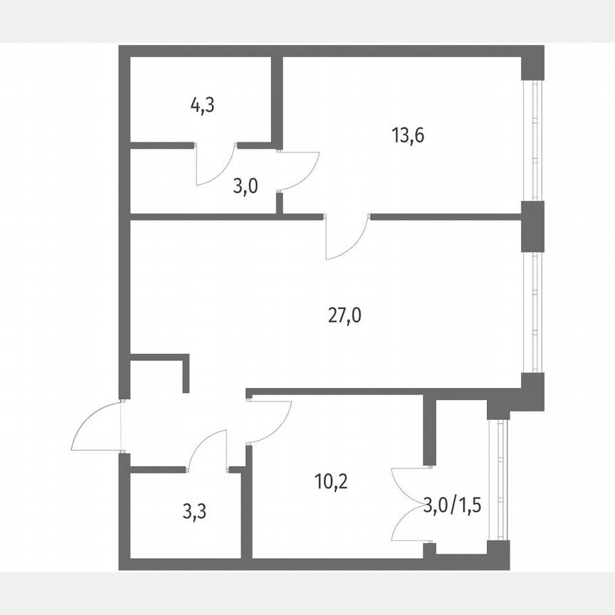 2-к. квартира, 62,6 м², 3/7 эт.