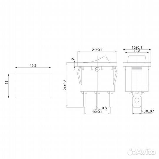 Выключатель клавишный 250В 6А (3с) ON-OFF красн. с подсветкой Mini (RWB-206; SC-768) Rexant 36-2150