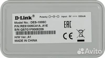 Коммутатор D-Link DES-1005C 5-port UTP 10/100Mbps