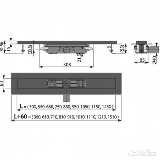 Душевой лоток Alcaplast Low APZ101black-950 без р