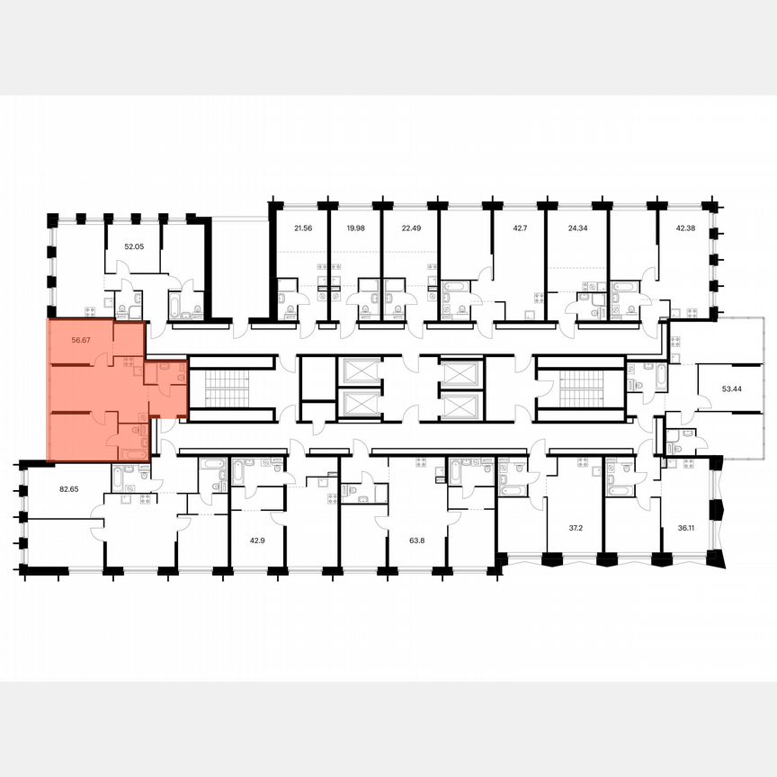2-к. квартира, 56,7 м², 19/32 эт.